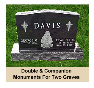 Flat and Upright Double and Companion Monuments and Headstones For Graves For Two People Including Price Ranges