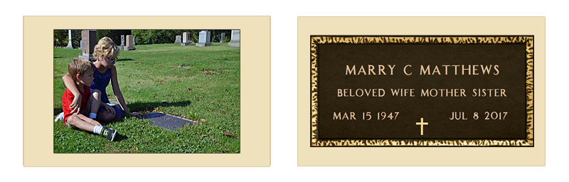 Picture of Two Matching Replica Bronze Veteran's Grave Markers For Military Spouses