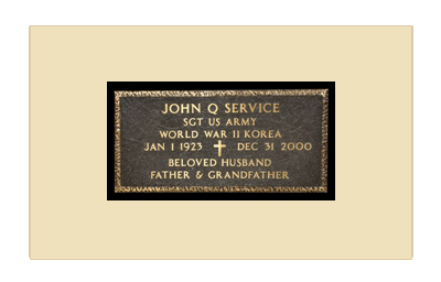 Example of a Flat Bronze Veterans Grave Marker Provided by the U.S. Government