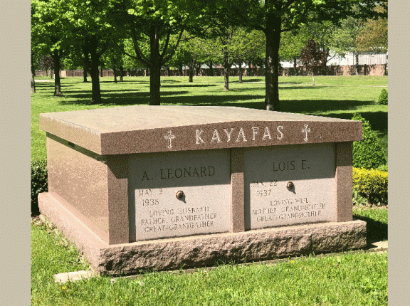 Pictured here is a 2 crypt granite side-by-side mausoleum that Rome Monument sold to a loving husband and wife.