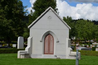 Pictured here is a custom 9 crypt chapel style family mausoleum that sells for 180K. This 9 crypt chapel style private non-walkin mausoleum was custom designed by Vince Dioguardi, the Rome Monument owner and president - March 2 2023 