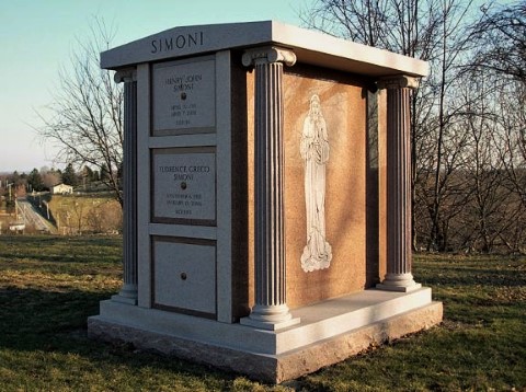 Pictured Here Is A Custom Designed 3 Crypt Private Family Mausoleum With Classical Revival Style Columns And A Double Base Course March 19 2023 Rome Monument