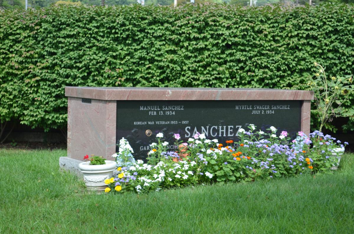 Pictured here is a 2 crypt columbarium with cremation niches that was built by Rome Monument to memorialize Manuel Sanchez and his wife, Myrtle - January 12 2023