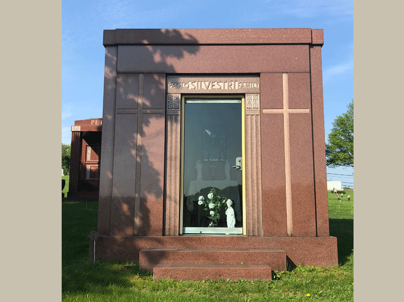 Rome Monument builds and installs walk-in mausoleums, like the one pictured here, in cemeteries in Kentucky, Philadelphia, Maryland, Tampa, Detroit, Cincinnati and New Jersey.