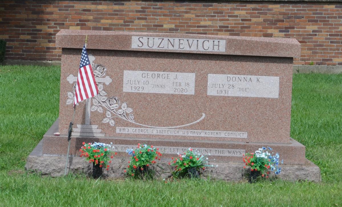 The side-by-side crypts pictured below were purchased by George and Donna Suznevich of Midland, PA for their eventual interment. The double crypt mausoleum shown below was built to hold two people. The crypts were designed as an above-ground burial vault with the crypt openings on the outside.